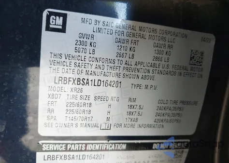 2020 Buick Envision Fwd Preferred from USA, damaged, VIN LRBFXBSA1LD164201